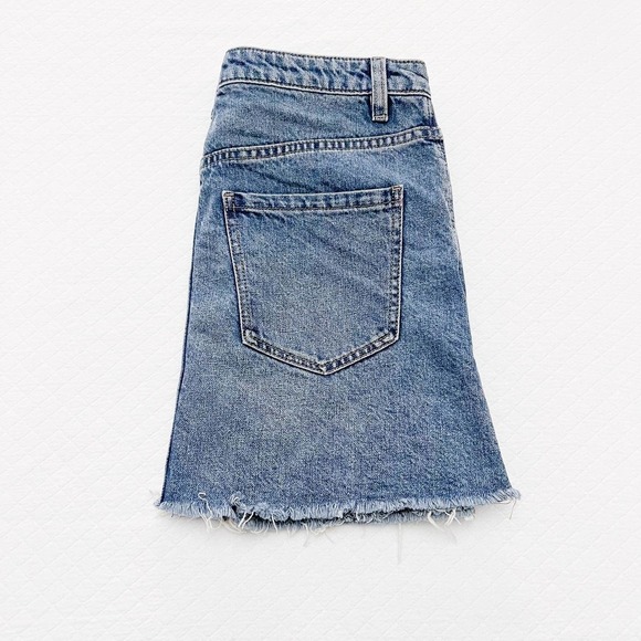 We the Free Light Wash Jean Zipper Front Denim Skirt SZ28 - Picture 3 of 4